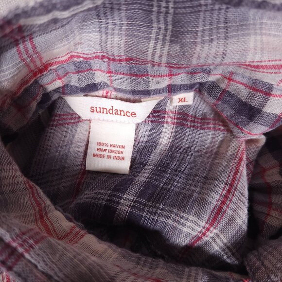 Sundance Beat Back Beauty Snap Shirt Womens XL Mixed Plaid Rayon Boho Western - Picture 3 of 16